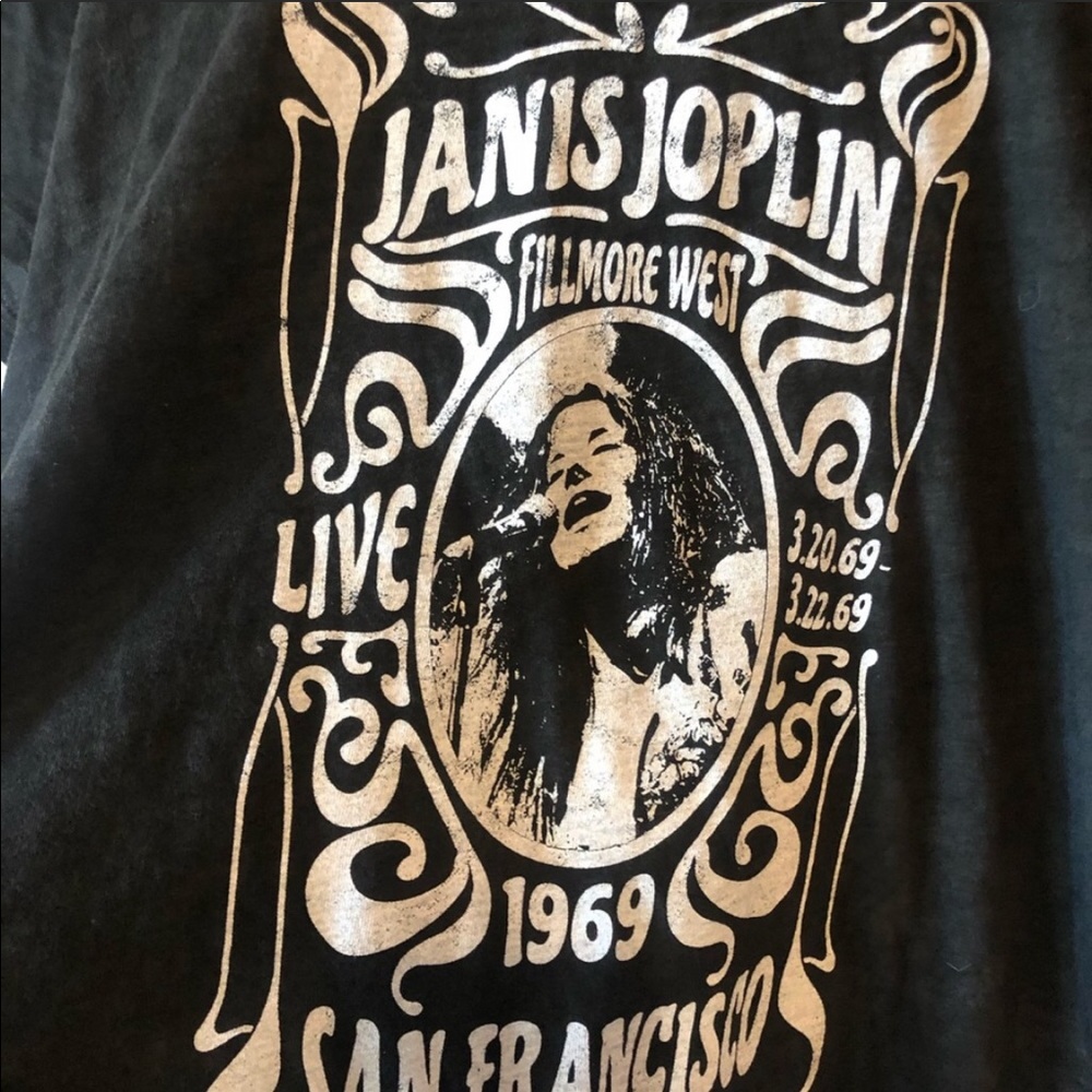 Janis Joplin stone washed graphic band tee.